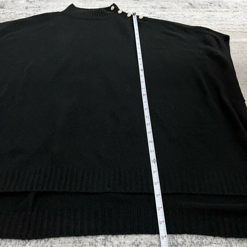 🆕 J.Crew black mockneck with button detail poncho sweater with slit hems - Picture 10 of 12
